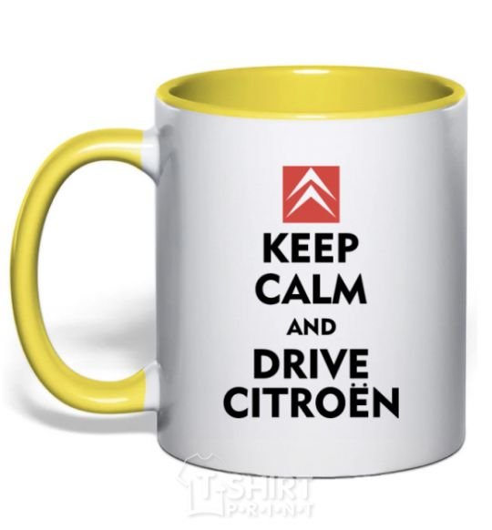 Mug with a colored handle Drive citroen yellow фото