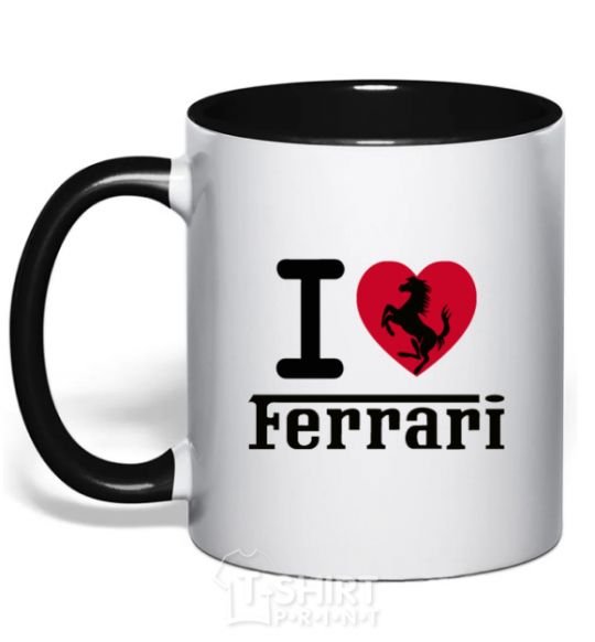 Mug with a colored handle I love Ferrari black фото