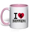 Mug with a colored handle I love Ferrari light-pink фото