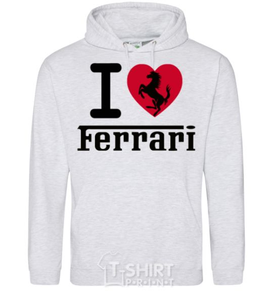 Мужская толстовка (худи) I love Ferrari Серый меланж фото