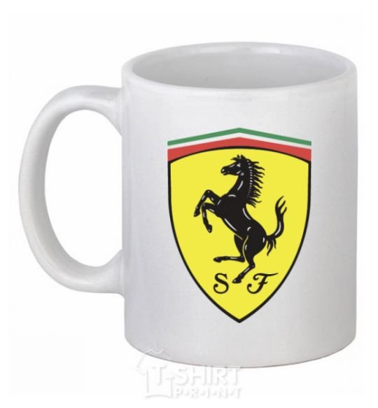 Чашка керамическая Logo Ferrari Белый фото