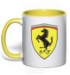 Mug with a colored handle Logo Ferrari yellow фото
