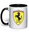 Mug with a colored handle Logo Ferrari black фото