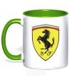 Mug with a colored handle Logo Ferrari kelly-green фото