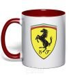 Mug with a colored handle Logo Ferrari red фото