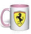 Mug with a colored handle Logo Ferrari light-pink фото