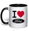 Mug with a colored handle I Love Ford black фото