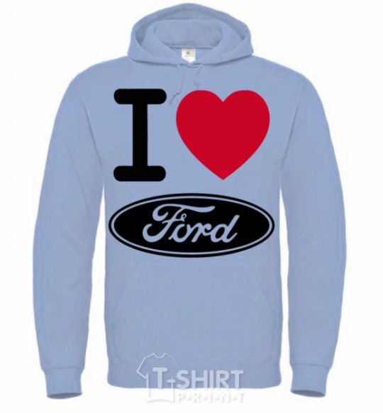 Мужская толстовка (худи) I Love Ford Голубой фото