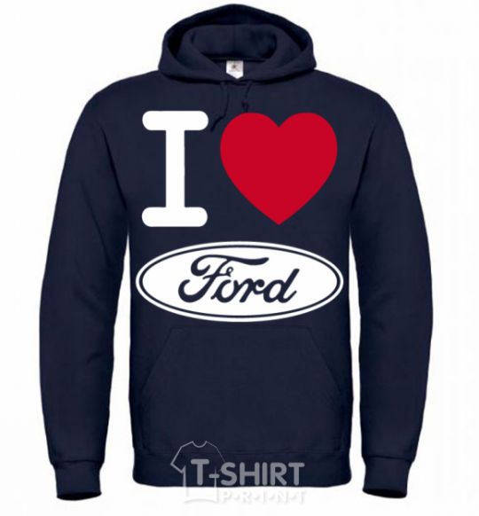 Мужская толстовка (худи) I Love Ford Темно-синий фото