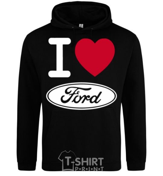 Мужская толстовка (худи) I Love Ford Черный фото