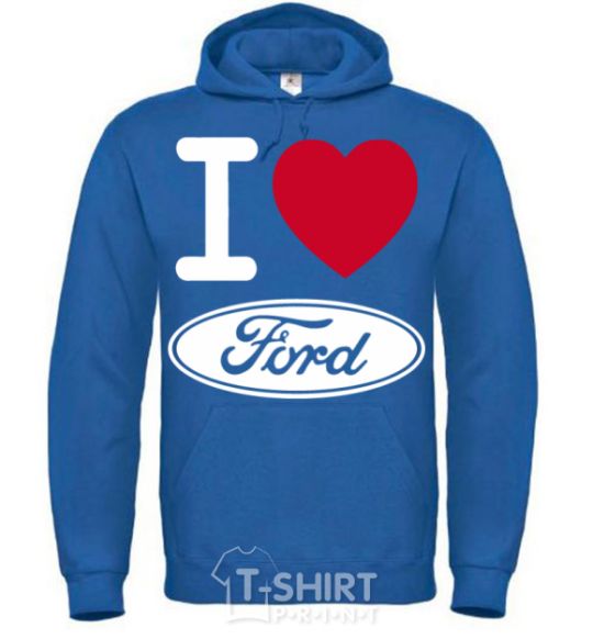 Мужская толстовка (худи) I Love Ford Сине-зеленый фото