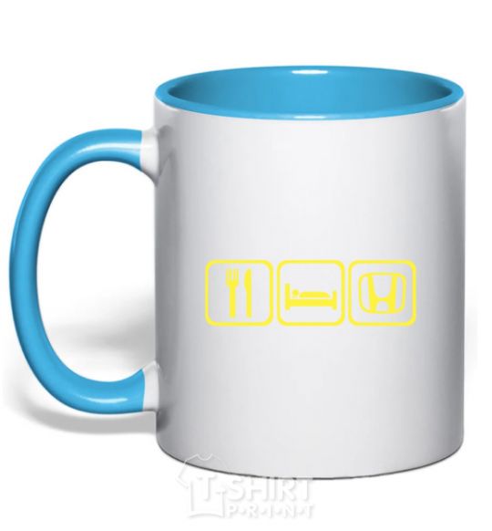 Mug with a colored handle Signs sky-blue фото