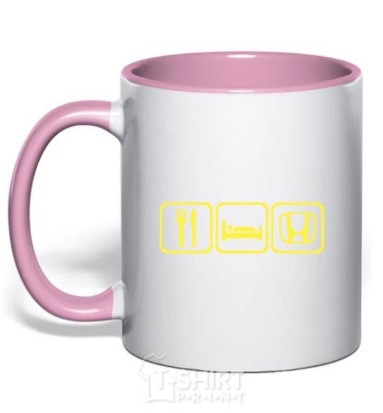 Mug with a colored handle Signs light-pink фото