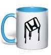 Mug with a colored handle Honda drops sky-blue фото