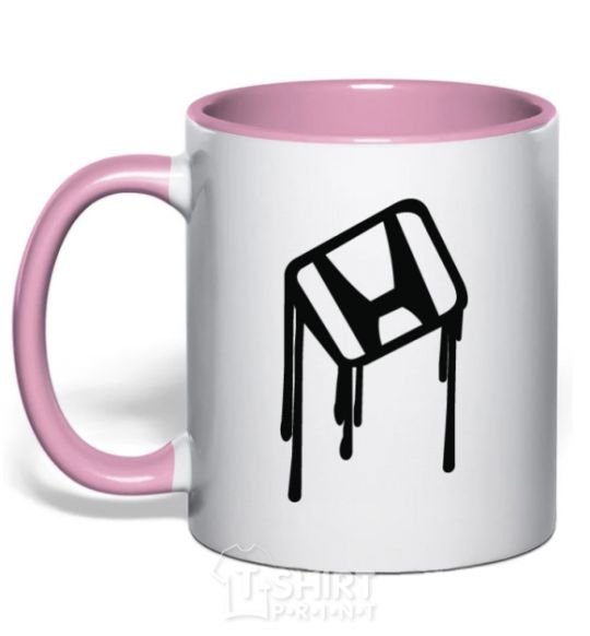 Mug with a colored handle Honda drops light-pink фото