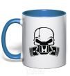 Mug with a colored handle Honda skull royal-blue фото