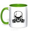 Mug with a colored handle Honda skull kelly-green фото