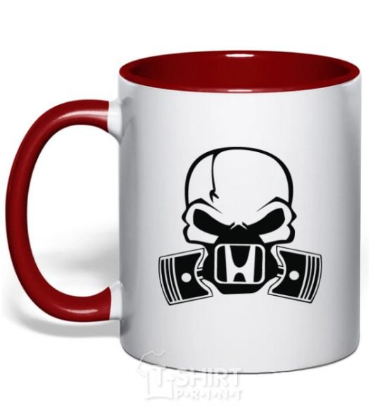 Mug with a colored handle Honda skull red фото