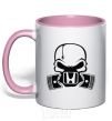 Mug with a colored handle Honda skull light-pink фото