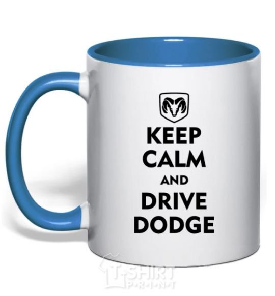 Mug with a colored handle Drive Dodge royal-blue фото