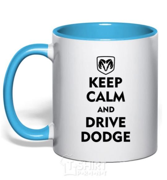 Mug with a colored handle Drive Dodge sky-blue фото
