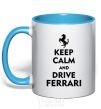 Mug with a colored handle Drive Ferrari sky-blue фото