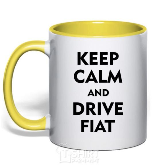 Mug with a colored handle Drive Fiat yellow фото