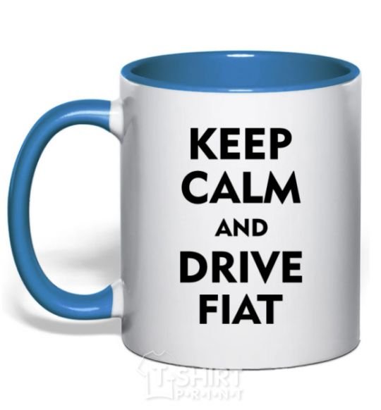 Mug with a colored handle Drive Fiat royal-blue фото