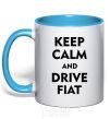 Mug with a colored handle Drive Fiat sky-blue фото