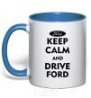 Mug with a colored handle Drive Ford royal-blue фото