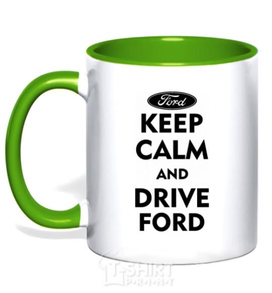 Mug with a colored handle Drive Ford kelly-green фото