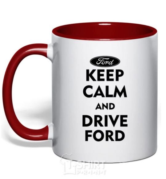 Mug with a colored handle Drive Ford red фото