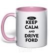 Mug with a colored handle Drive Ford light-pink фото