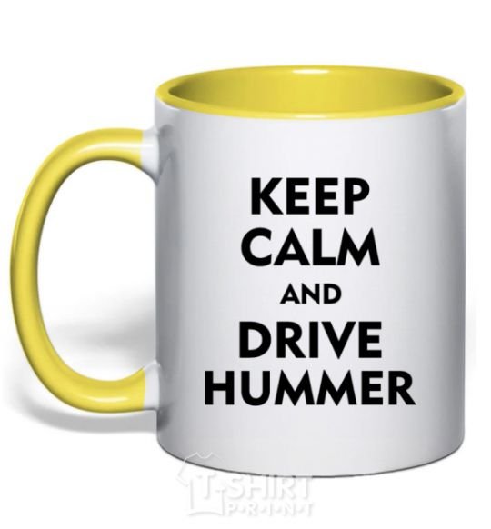 Mug with a colored handle Drive Hummer yellow фото