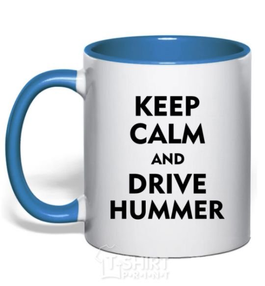 Mug with a colored handle Drive Hummer royal-blue фото