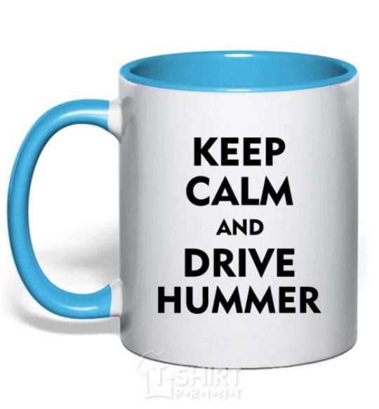Mug with a colored handle Drive Hummer sky-blue фото