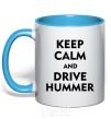 Mug with a colored handle Drive Hummer sky-blue фото