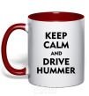 Mug with a colored handle Drive Hummer red фото