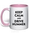 Mug with a colored handle Drive Hummer light-pink фото