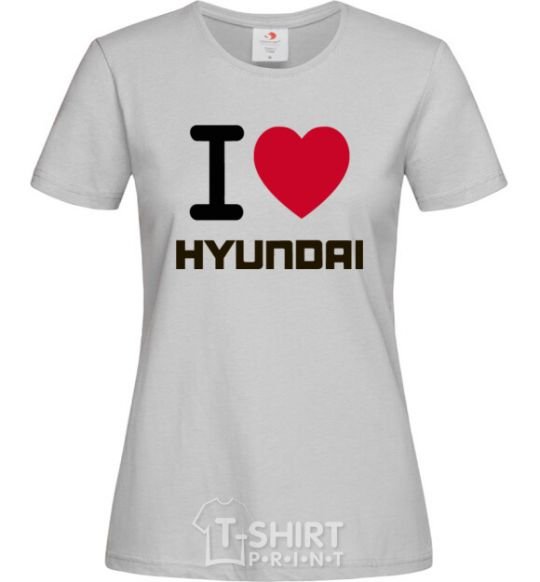 Women's T-shirt Love Hyundai grey фото