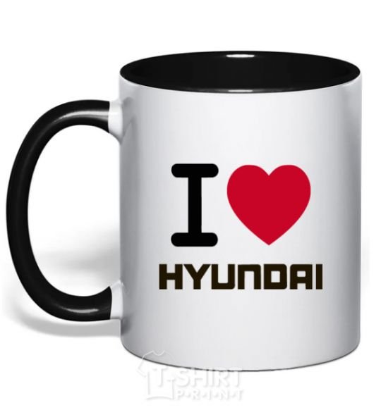 Mug with a colored handle Love Hyundai black фото