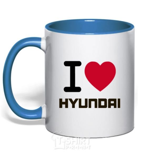 Mug with a colored handle Love Hyundai royal-blue фото