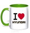 Mug with a colored handle Love Hyundai kelly-green фото