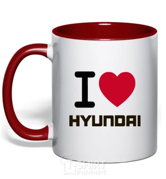 Mug with a colored handle Love Hyundai red фото