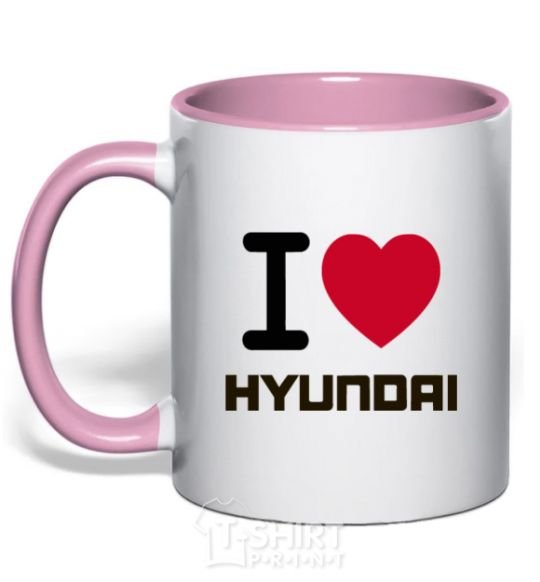Mug with a colored handle Love Hyundai light-pink фото