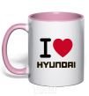 Mug with a colored handle Love Hyundai light-pink фото
