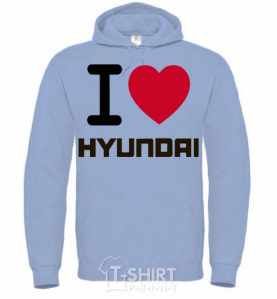 Men`s hoodie Love Hyundai sky-blue фото