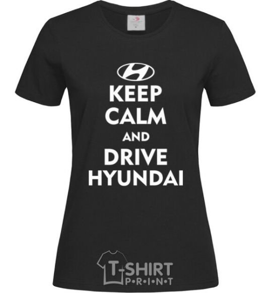 Women's T-shirt Love Hyundai black фото