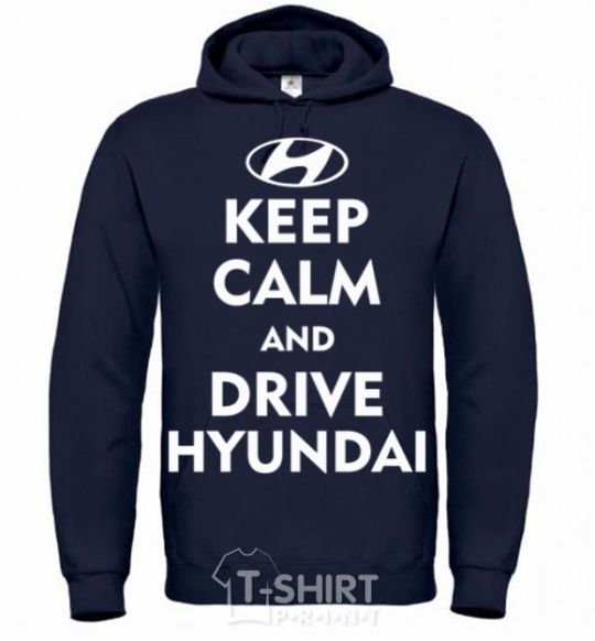 Men`s hoodie Love Hyundai navy-blue фото