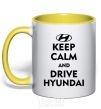 Mug with a colored handle Drive Hyundai yellow фото